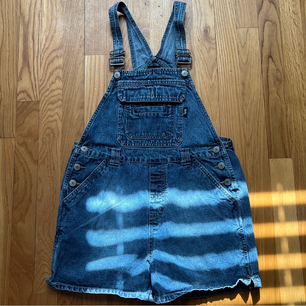 Vintage Squeeze kids blue denim shortalls/ overall shorts